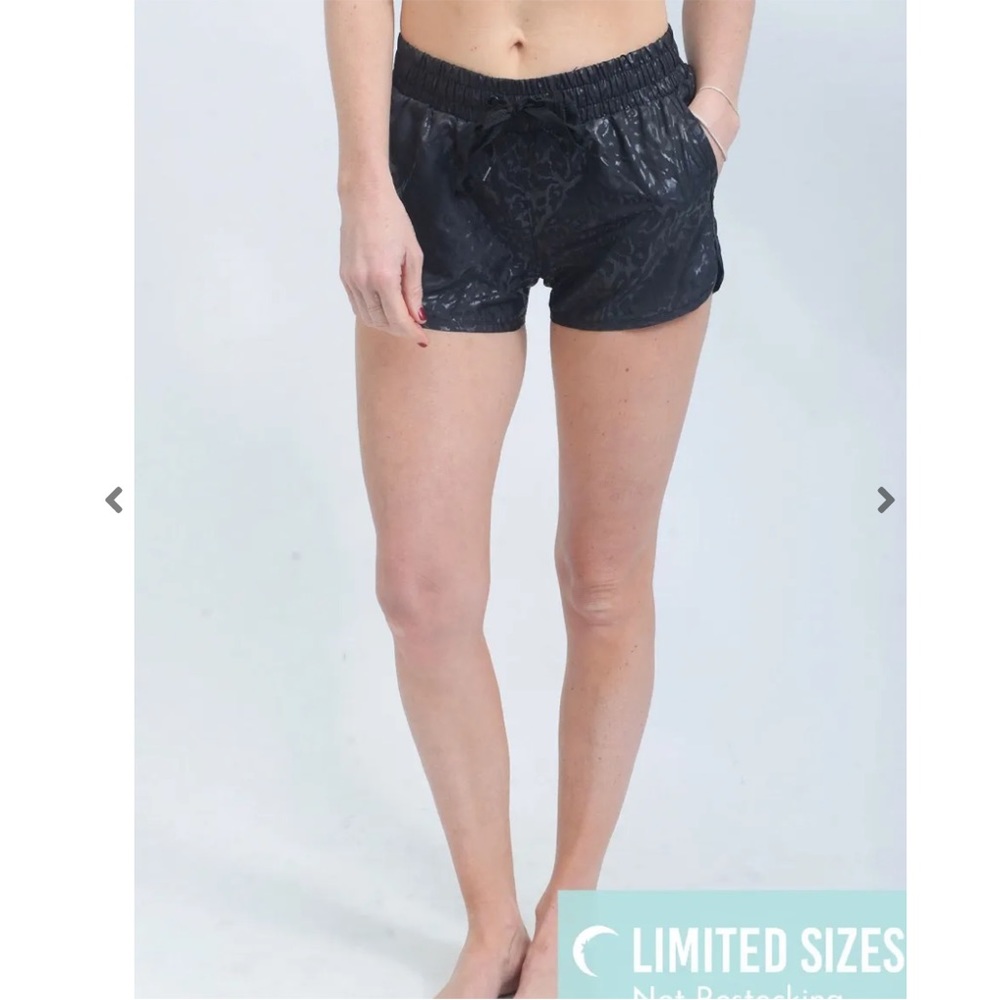 ZYIA Black Leopard Print Bomber Shorts 🌙